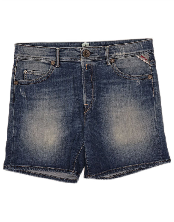 Shorts jeans feminino Replay W28 algodão azul médio