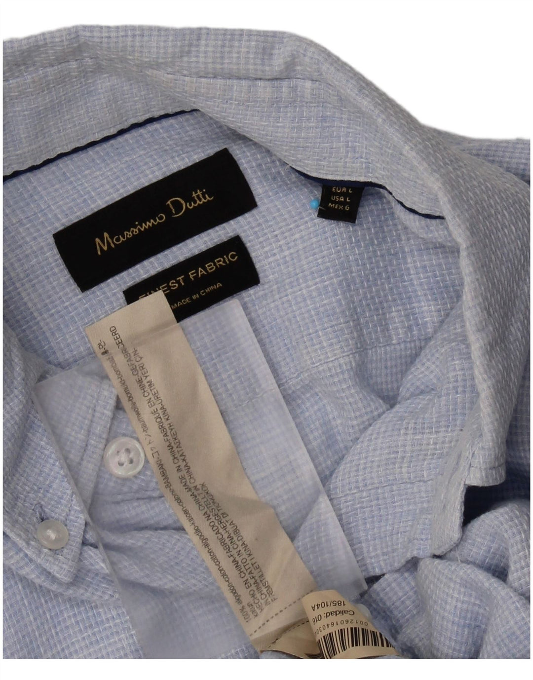 Camisa masculina Massimo Dutti grande algodão azul