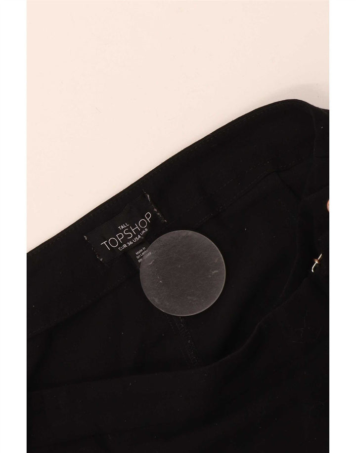 Saia feminina Topshop UK 8 pequena W28 poliéster preto