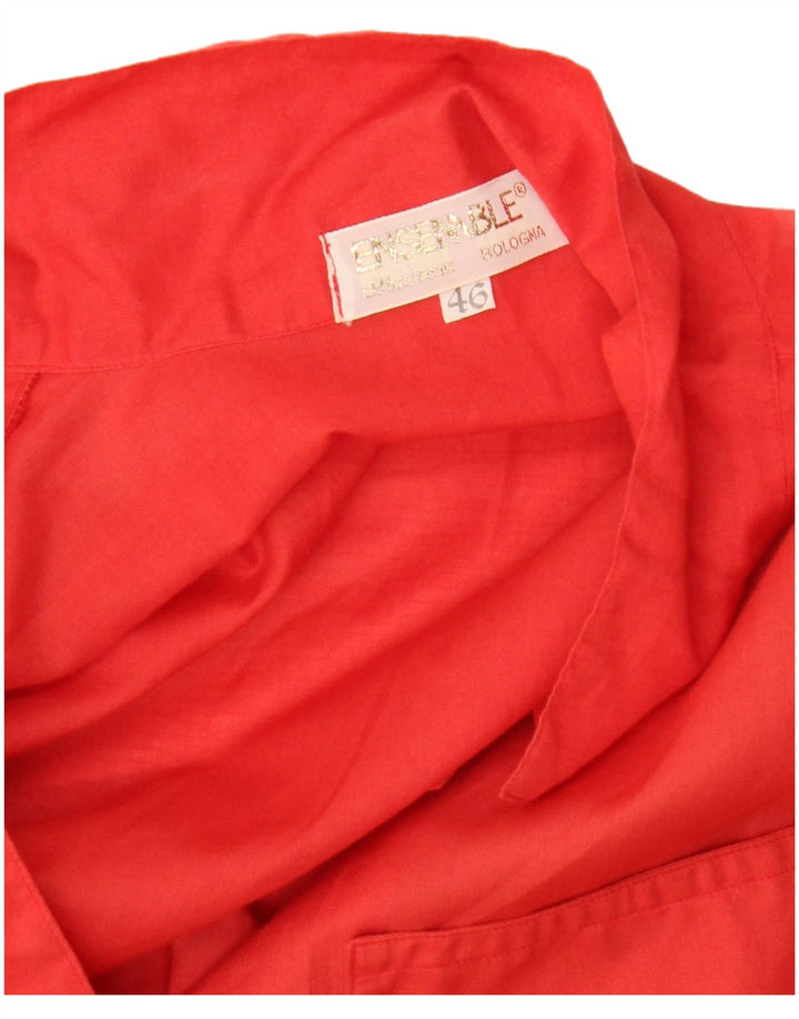 Camisa feminina vintage de manga curta IT 46 grande algodão vermelho