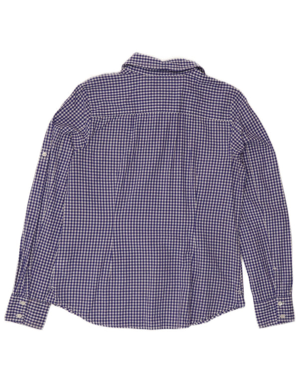 Camisa feminina Tommy Hilfiger Reino Unido 12 algodão guingão azul médio