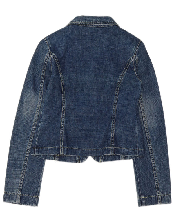 Jaqueta blazer jeans com 2 botões Benetton Girls 11-12 anos XL azul algodão