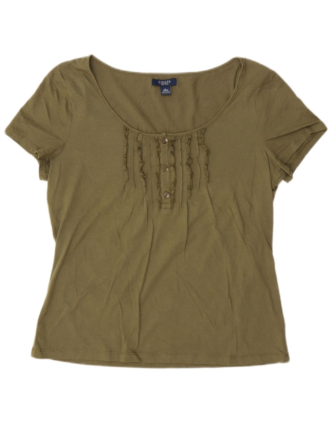 Camiseta feminina Chaps UK 16 grande algodão cáqui