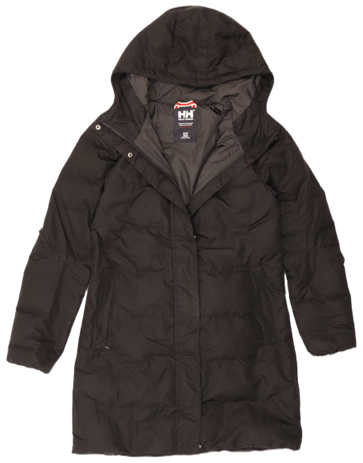Casaco acolchoado com capuz feminino Helly Hansen UK 10 pequeno poliéster preto
