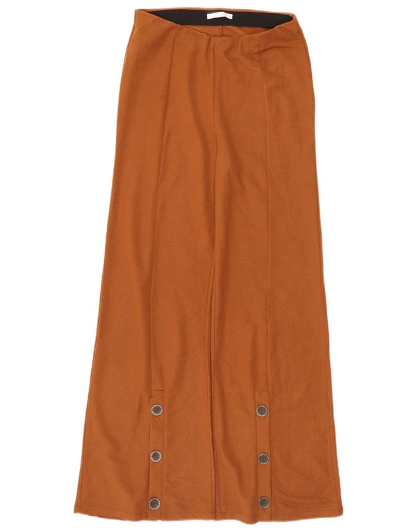 Zara Calça feminina casual de perna larga médio W28 L30 marrom