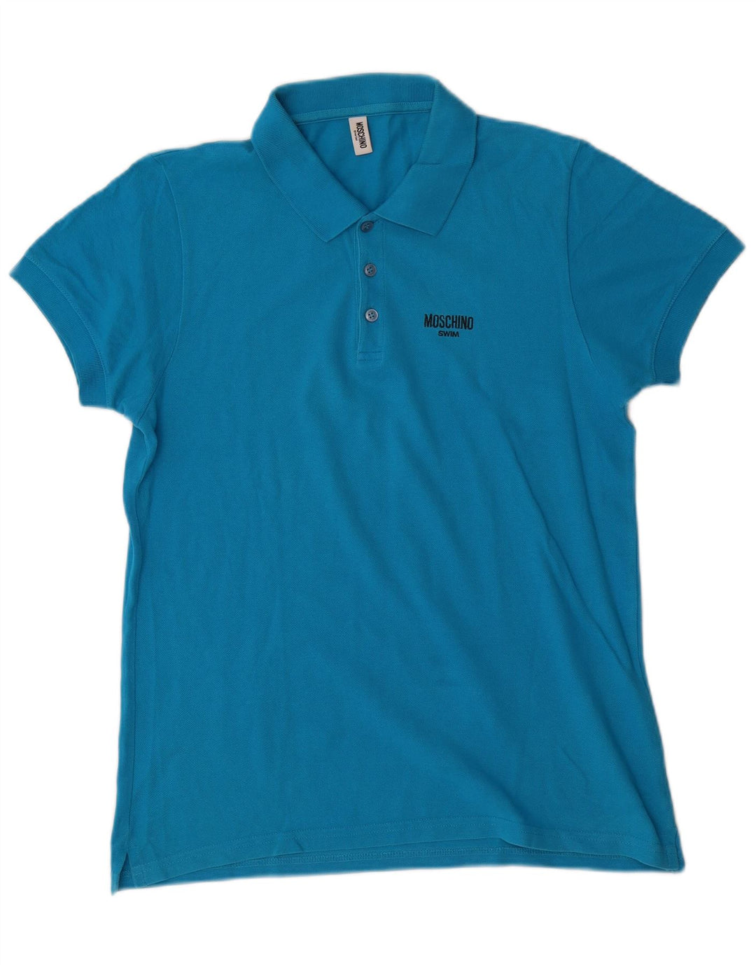 Camisa polo masculina MOSCHINO pequena azul algodão