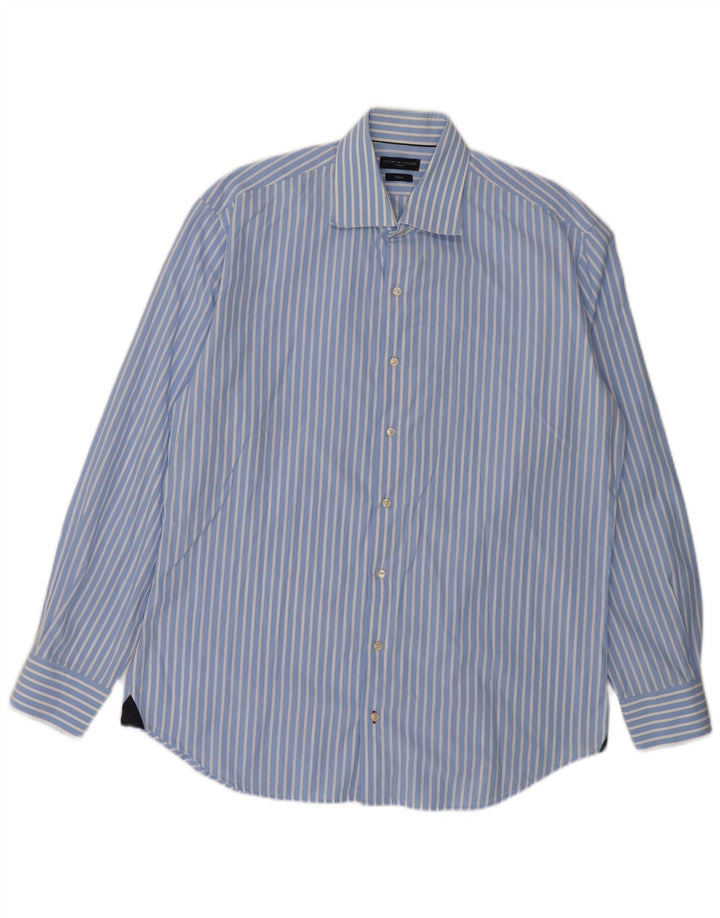 Camisa masculina Tommy Hilfiger tamanho 43 grande algodão listrado azul