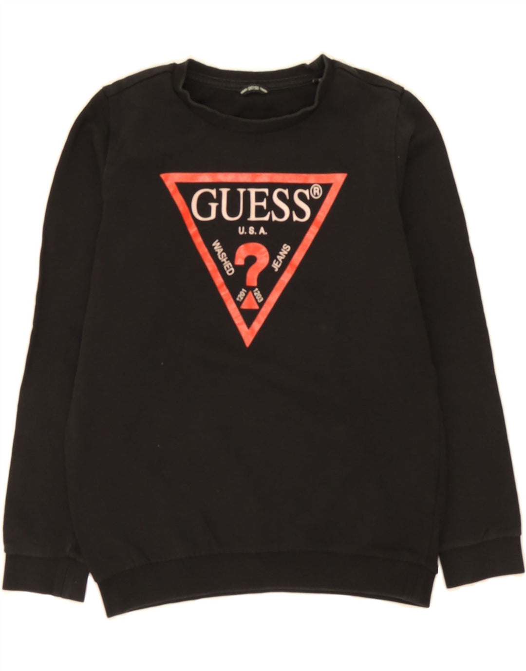 GUESS Girls Graphic Sweatshirt Jumper 11-12 Years Black Cotton Vintage Guess and Second-Hand Guess from Messina Hembry 