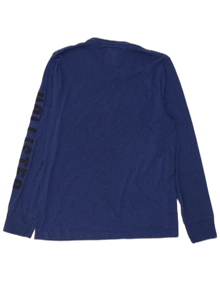 Top gráfico masculino Hollister manga comprida médio azul marinho manchado