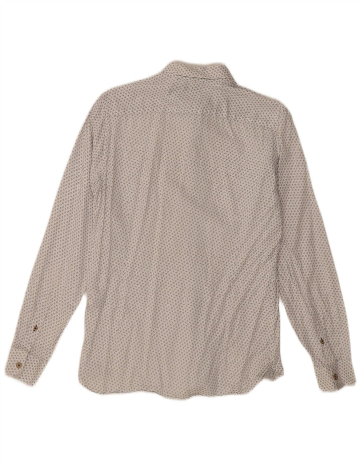 Camisa masculina Ted Baker com estampa abstrata tamanho 3 médio algodão branco