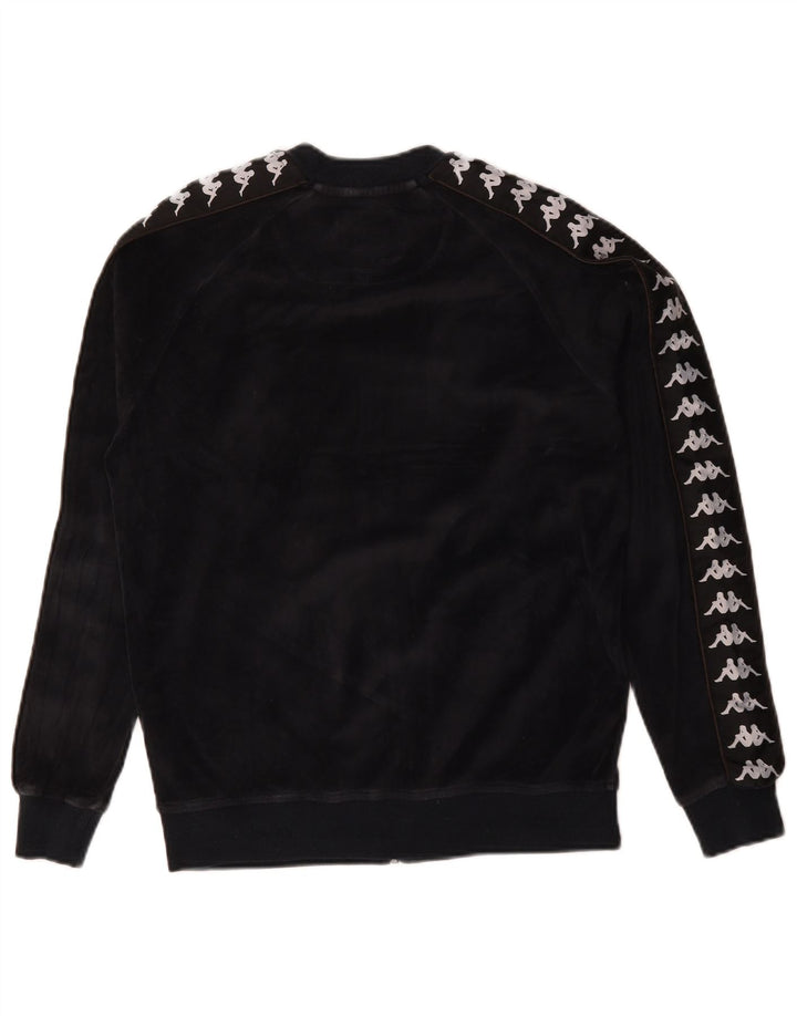 Kappa Womens Oversized Graphic Tracksuit Top Jacket Reino Unido 14 Médio Preto