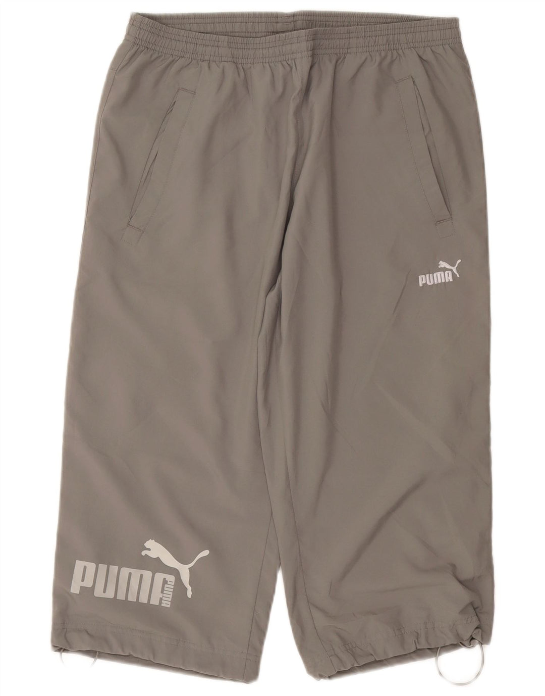 Calça de treino masculina Puma Graphic Capri cinza médio poliéster