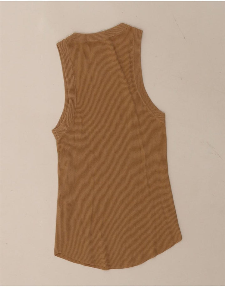 Colete feminino Zara UK 12 poliéster marrom médio