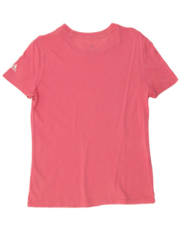 ADIDAS Womens Graphic T-Shirt Top UK 12 Médio Algodão Rosa