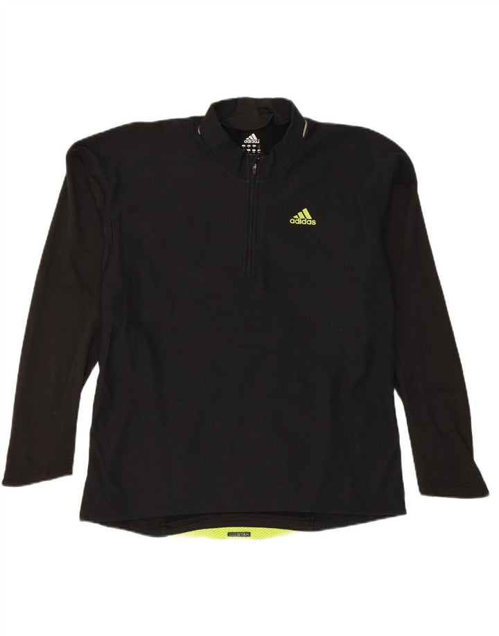 ADIDAS Mens Clima 365 Zip Neck Pullover Treino Top Grande Preto