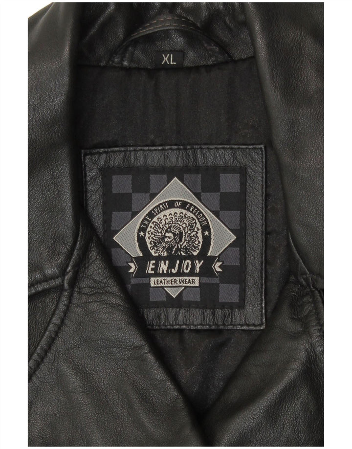 ENJOY Jaqueta de couro feminina UK 18 XL preta