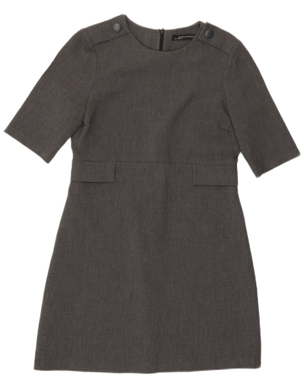 Vestido feminino Zara Shift UK 12 cinza médio