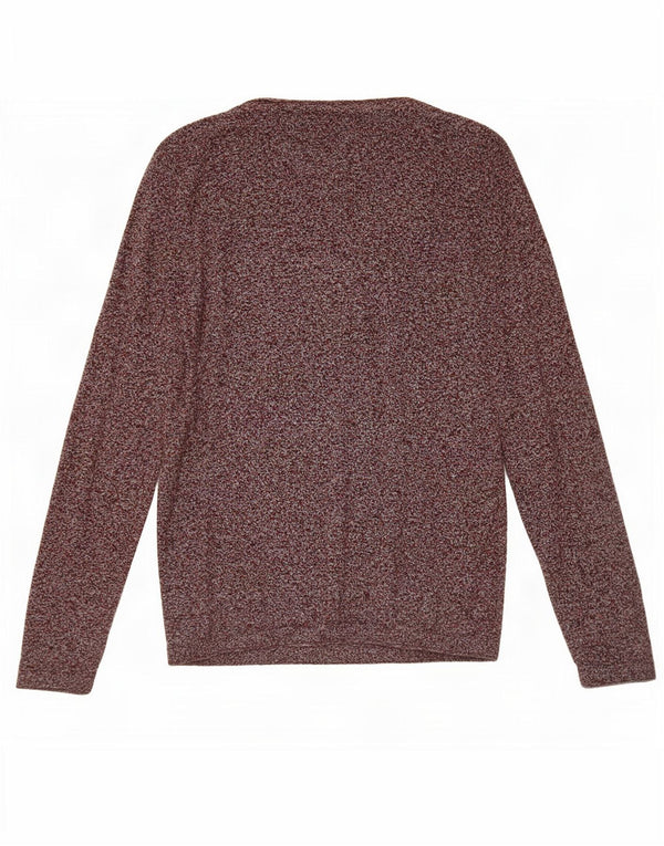 Zara Suéter masculino com gola canoa grande algodão manchado cor de vinho