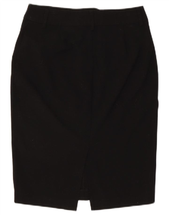 Saia lápis feminina Marks & Spencer Reino Unido 8 pequena W27 poliéster preto