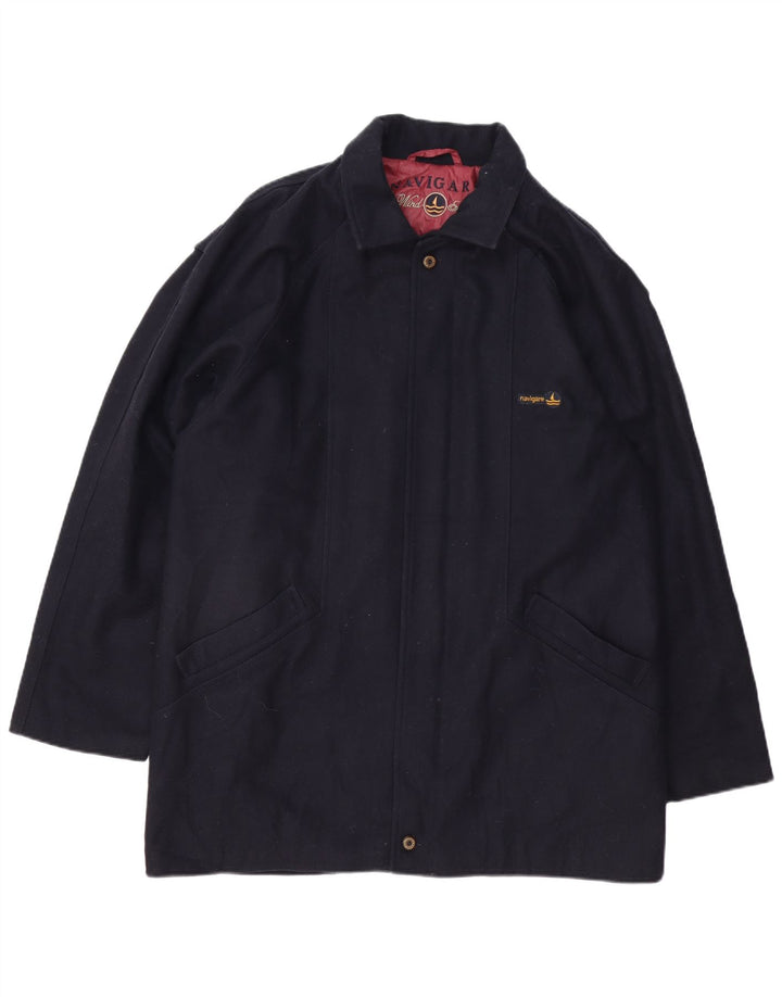 Sobretudo masculino Navigare UK 42 XL lã azul marinho