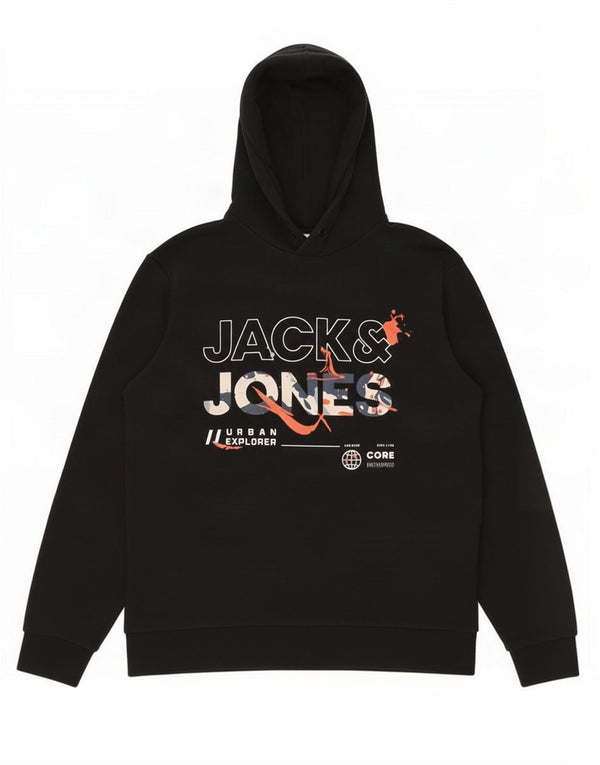 Jack & Jones moletom com capuz gráfico masculino XL algodão preto
