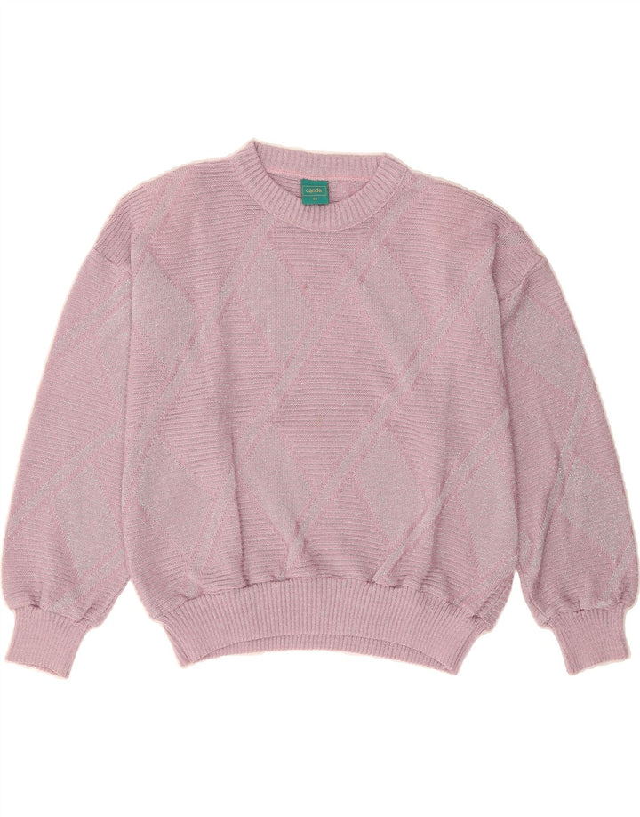 CANDA Womens Crew Neck Jumper Sweater IT 50 XL Purple Argyle/Diamond Vintage Canda and Second-Hand Canda from Messina Hembry 