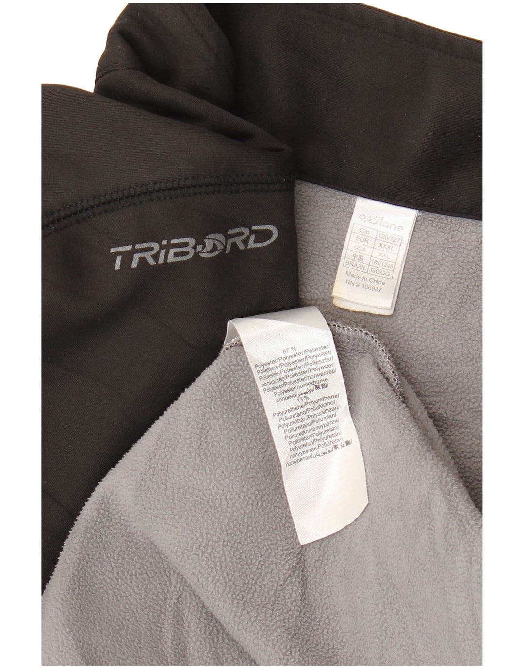 Moletom masculino TRIBORD com zíper e gola 3XL poliéster preto