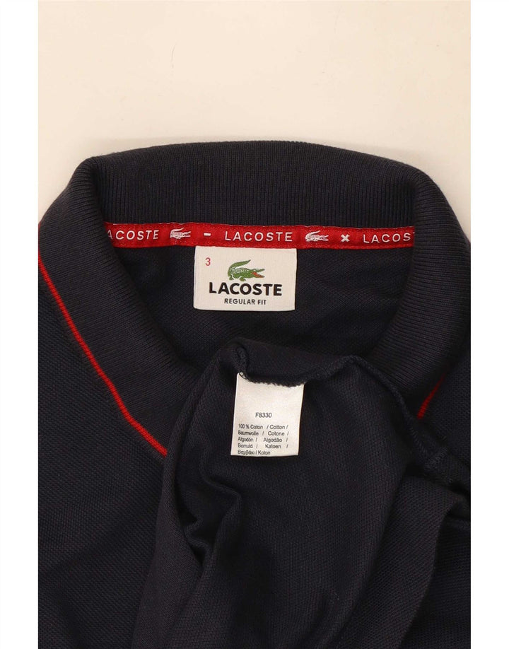 Camisa polo masculina Lacoste Regular Fit tamanho 3 pequeno algodão azul marinho