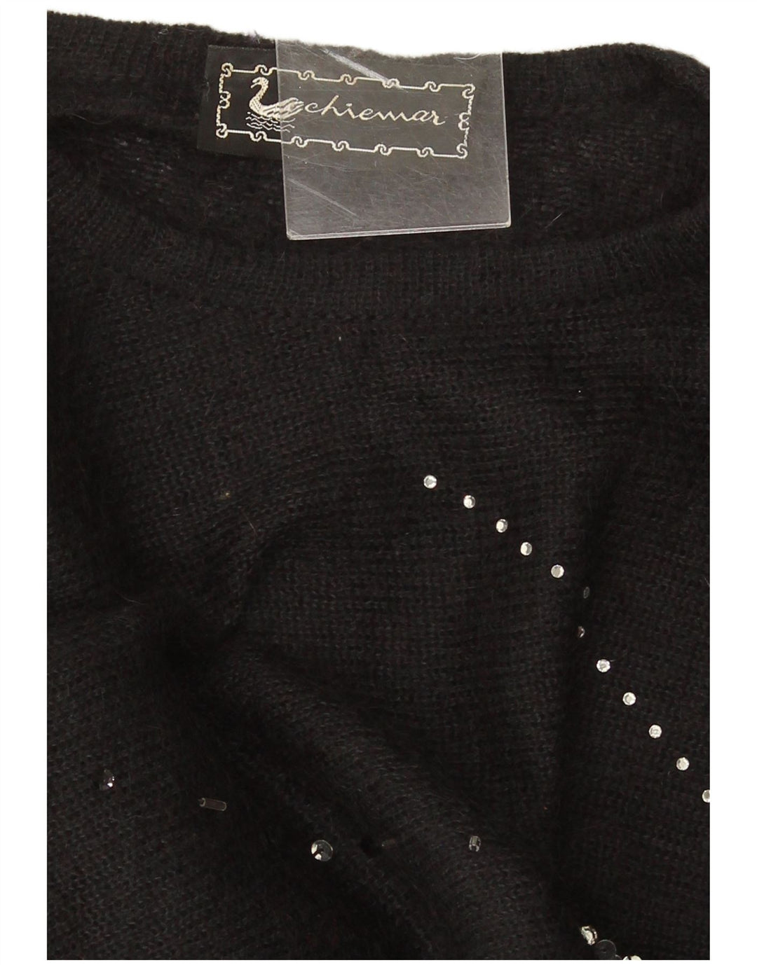 Suéter feminino vintage oversized com gola redonda IT 46 grande preto