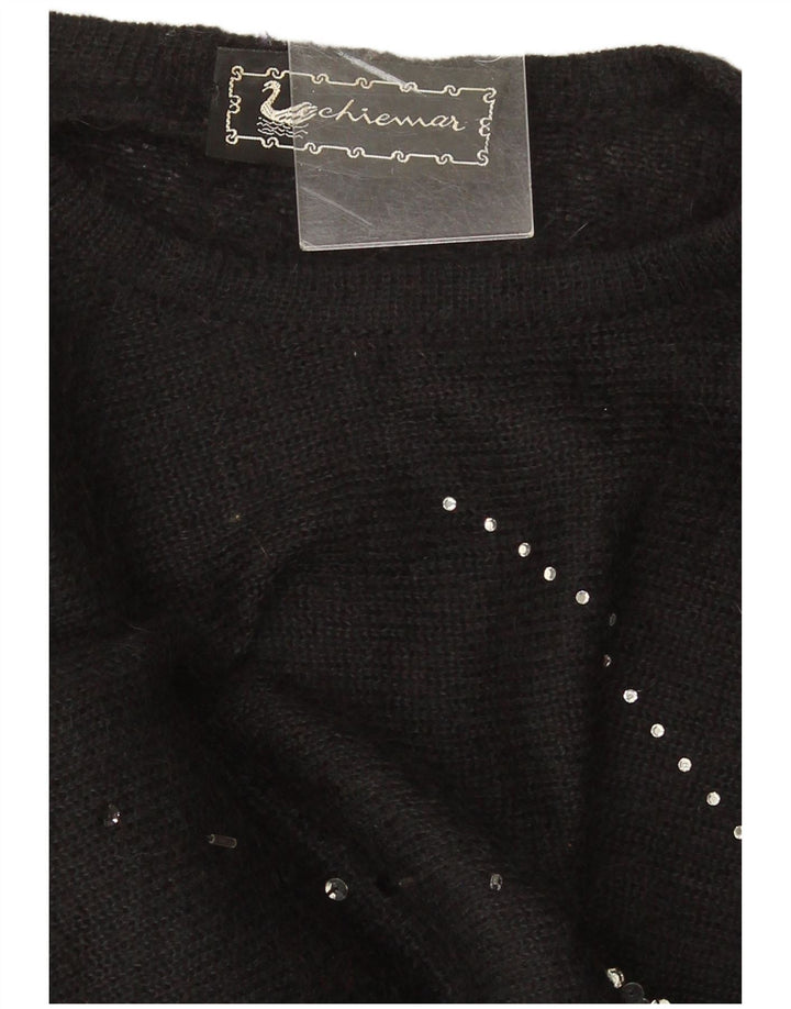 Suéter feminino vintage oversized com gola redonda IT 46 grande preto