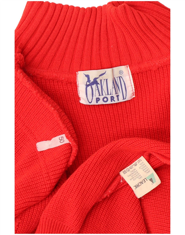 Suéter vintage masculino com gola tartaruga IT 50 lã vermelha média