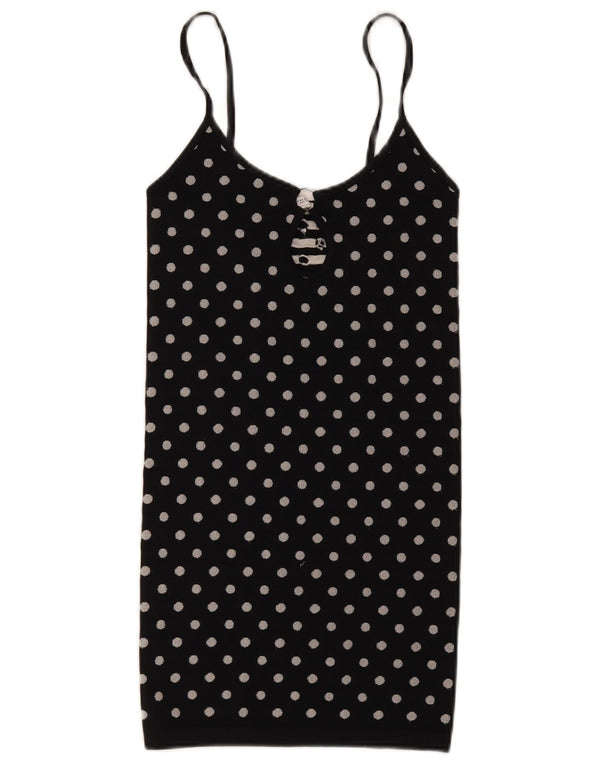 Zara Womens Cami Top UK 12 Bolinhas Pretas Médias
