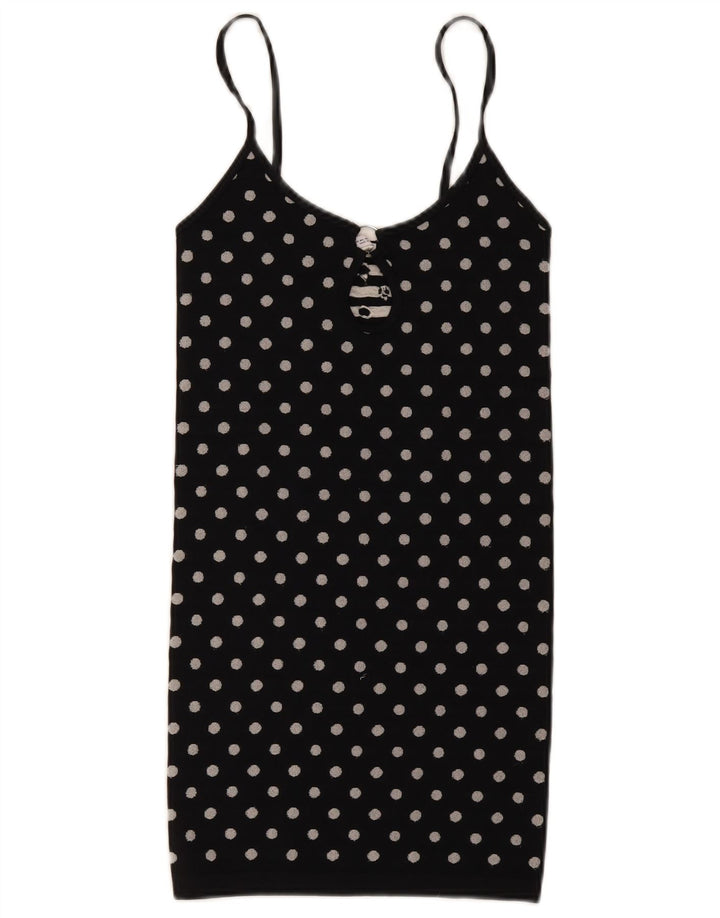 Zara Womens Cami Top UK 12 Bolinhas Pretas Médias