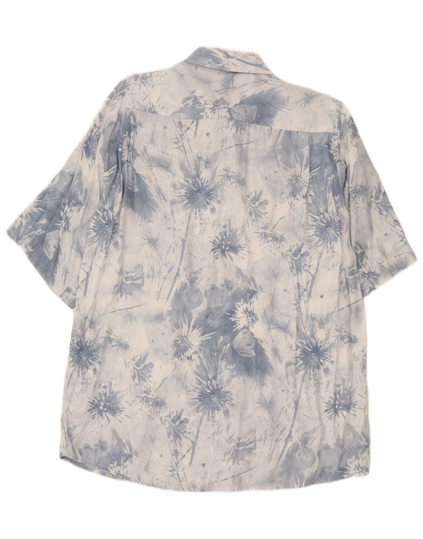 Camisa masculina vintage de manga curta azul médio tie-dye
