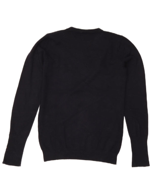 Suéter feminino Zara com gola redonda, Reino Unido 12 Médio Azul Marinho