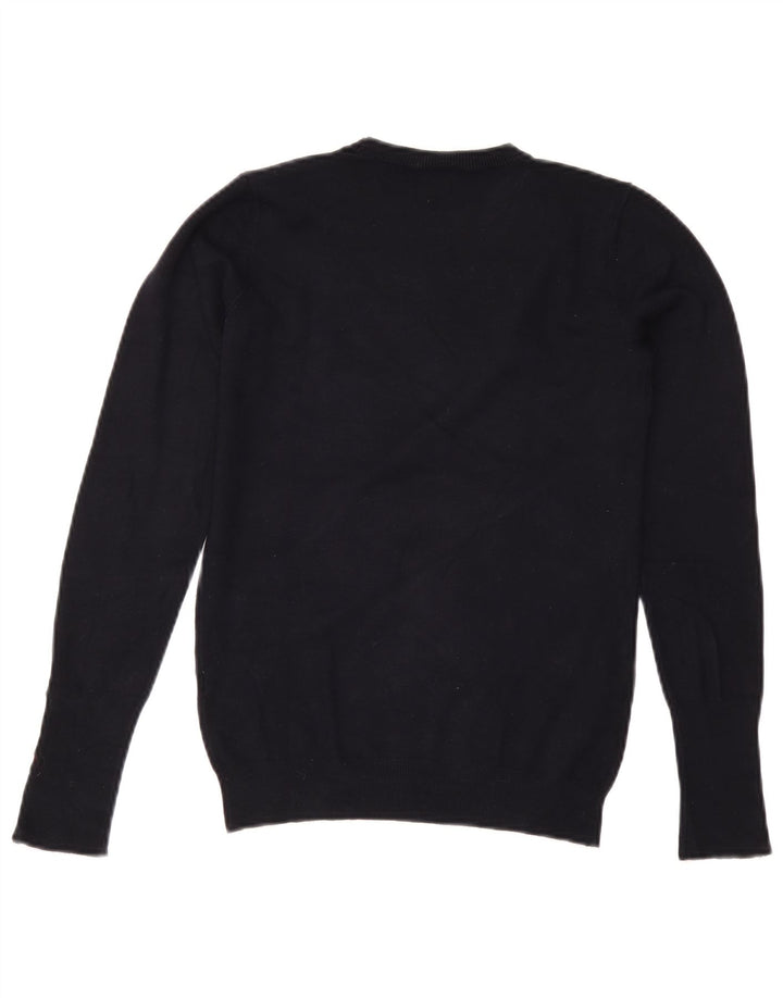 Suéter feminino Zara com gola redonda, Reino Unido 12 Médio Azul Marinho
