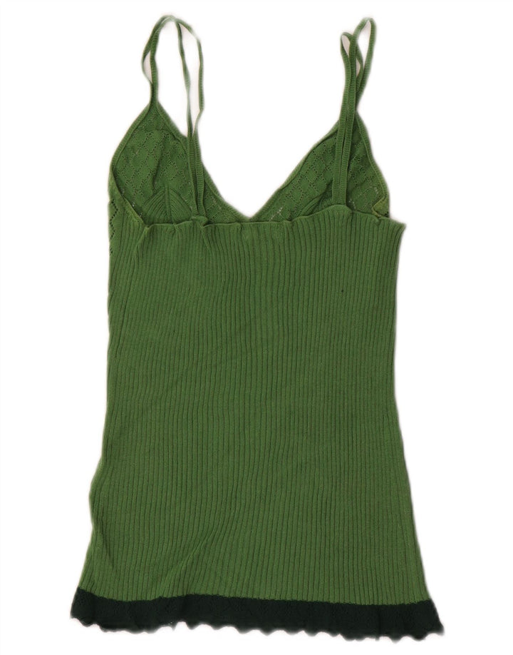 Top feminino de malha BENETTON UK 4 XS verde colorblock