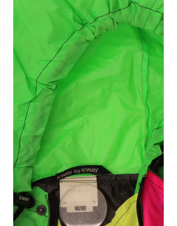 Jaqueta Anorak Masculina com Capuz K-WAY UK 40 Grande Poliamida Colorblock Preta