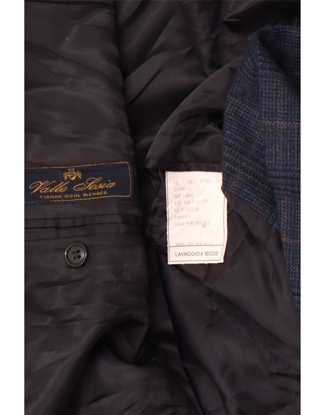 Jaqueta blazer masculina VALLE LESIA com 3 botões IT 54 2XL azul marinho Houndstooth