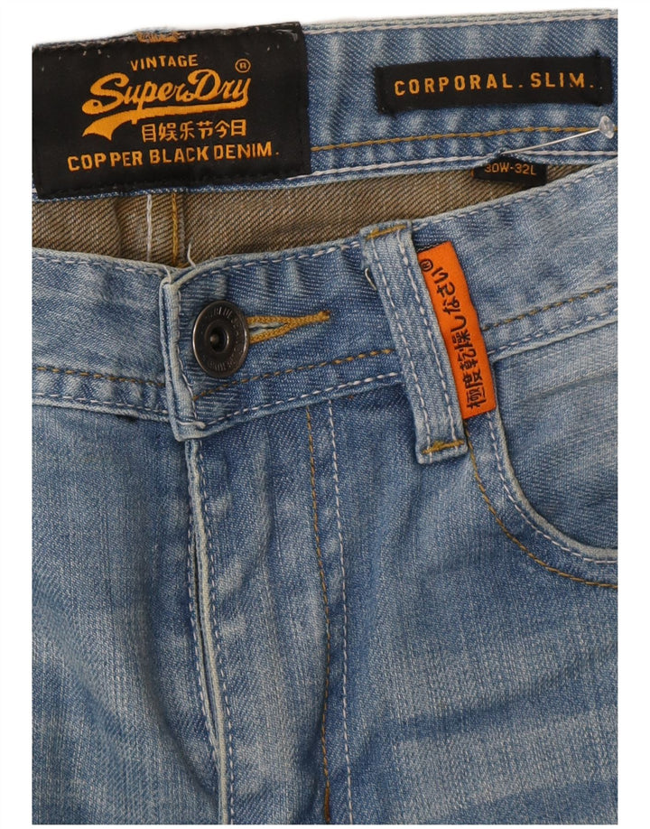 Superdry Mens Corporal Slim Jeans W30 L32 Azul Algodão