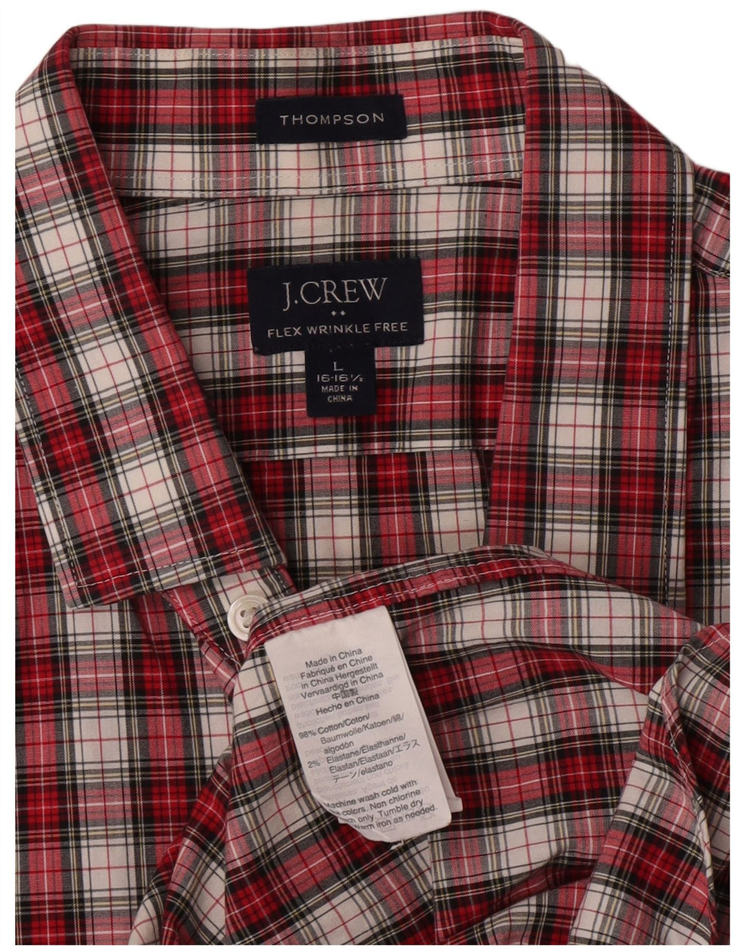 J. Crew Camisa masculina de flanela Thompson tamanho 16 1/2 grande algodão xadrez vermelho
