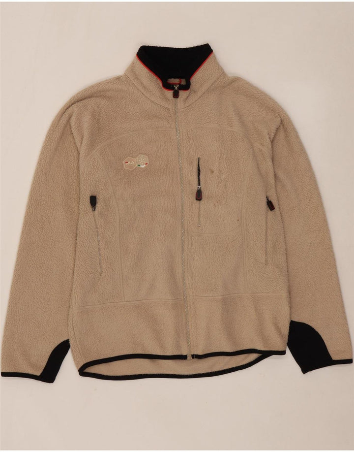 Jaqueta de lã masculina FILA UK 40 grande poliéster colorblock bege