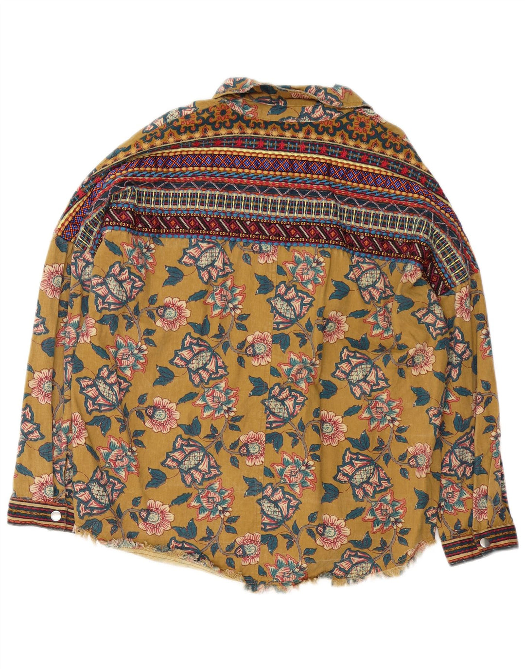 Camisa oversized feminina Zara Reino Unido 10 pequena cáqui floral