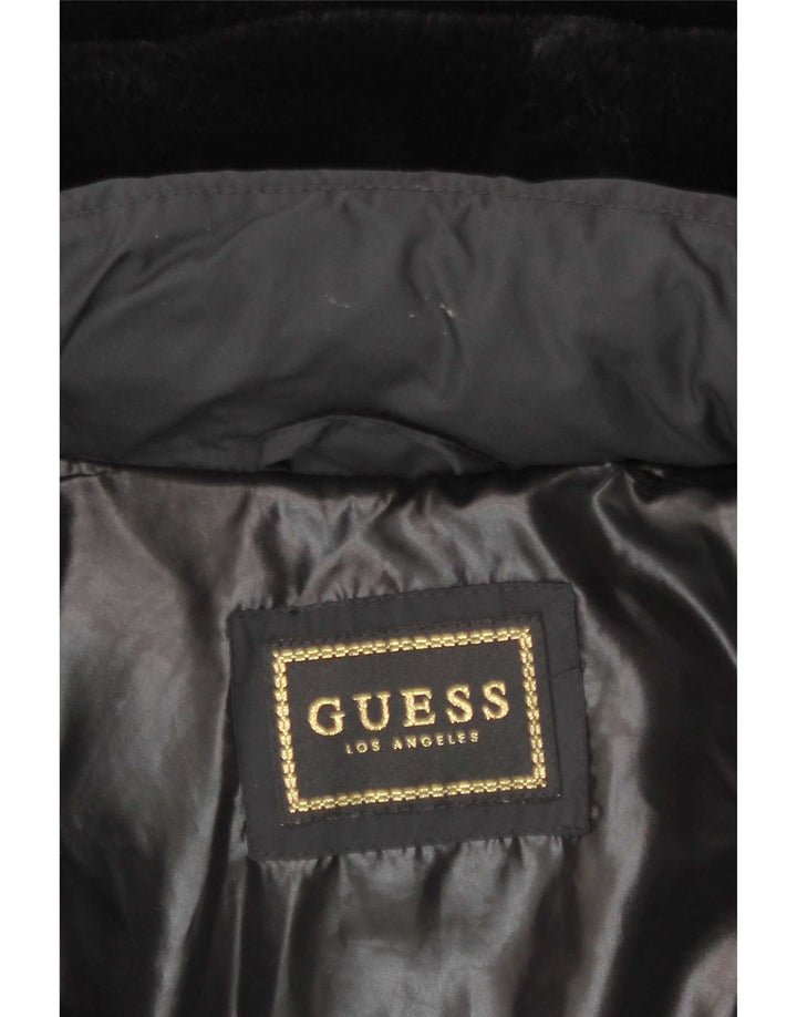 Jaqueta feminina acolchoada com capuz Guess UK 10 pequena preta