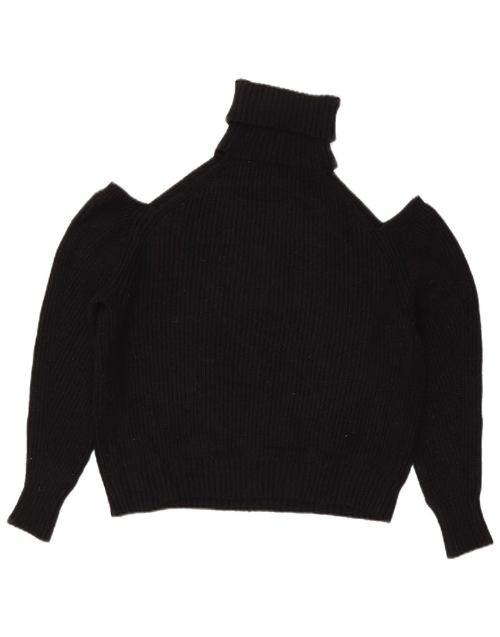 Suéter feminino Zara com ombro de fora e gola redonda Reino Unido 14 médio preto