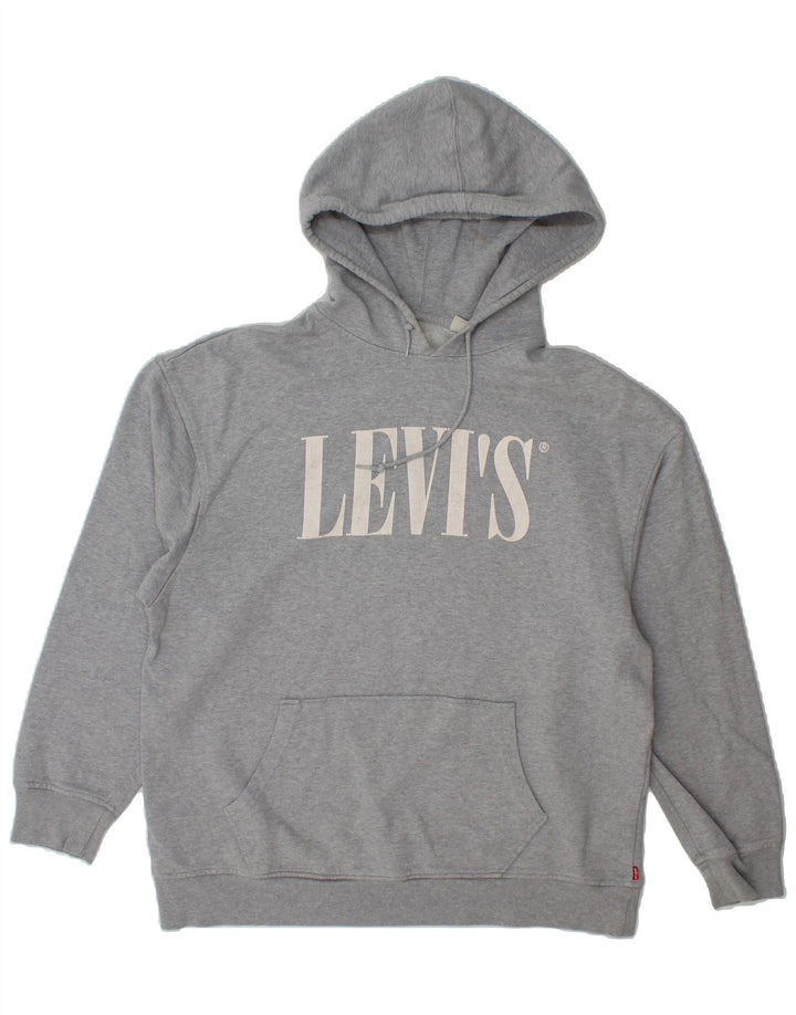 LEVI'S Mens Relaxed Graphic Hoodie Jumper Large Grey Cotton Vintage Levi's and Second-Hand Levi's from Messina Hembry 