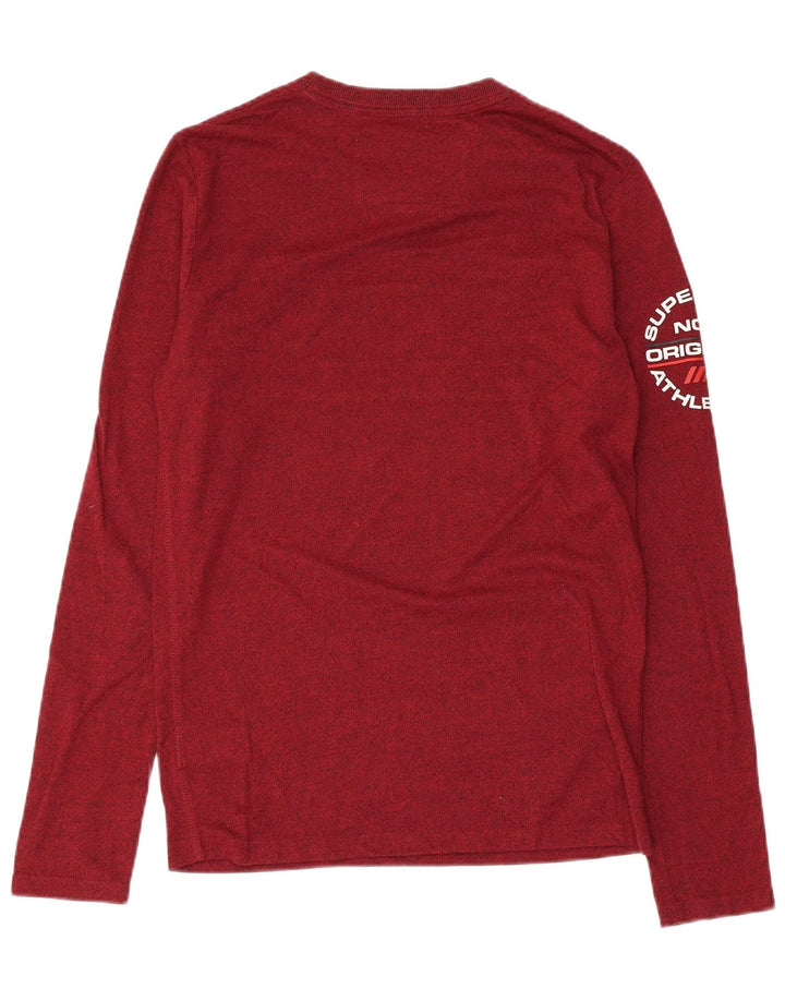 SUPERDRY Top gráfico masculino manga comprida pequeno algodão manchado marrom