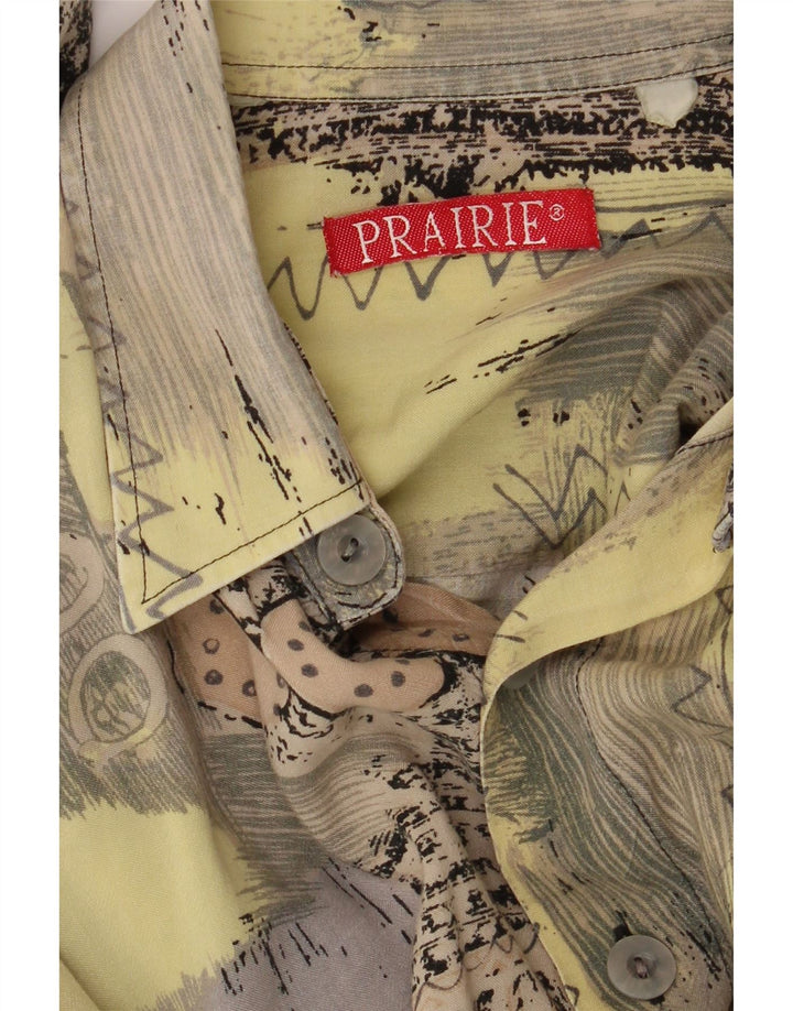 Camisa masculina VINTAGE média amarela geométrica