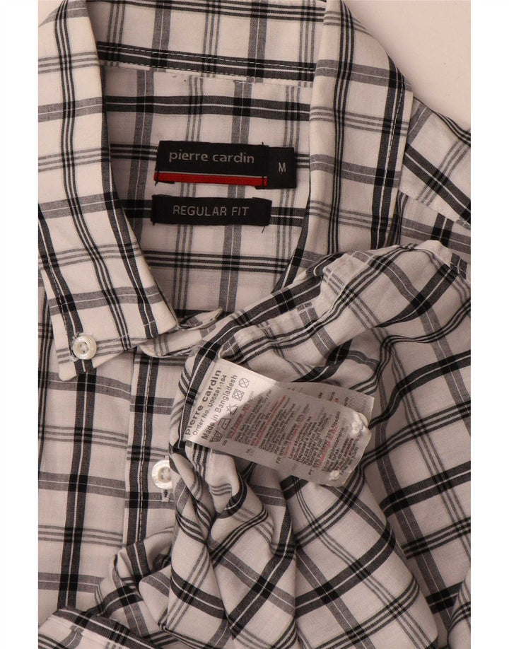 Camisa masculina Pierre Cardin de manga curta regular fit médio xadrez branco