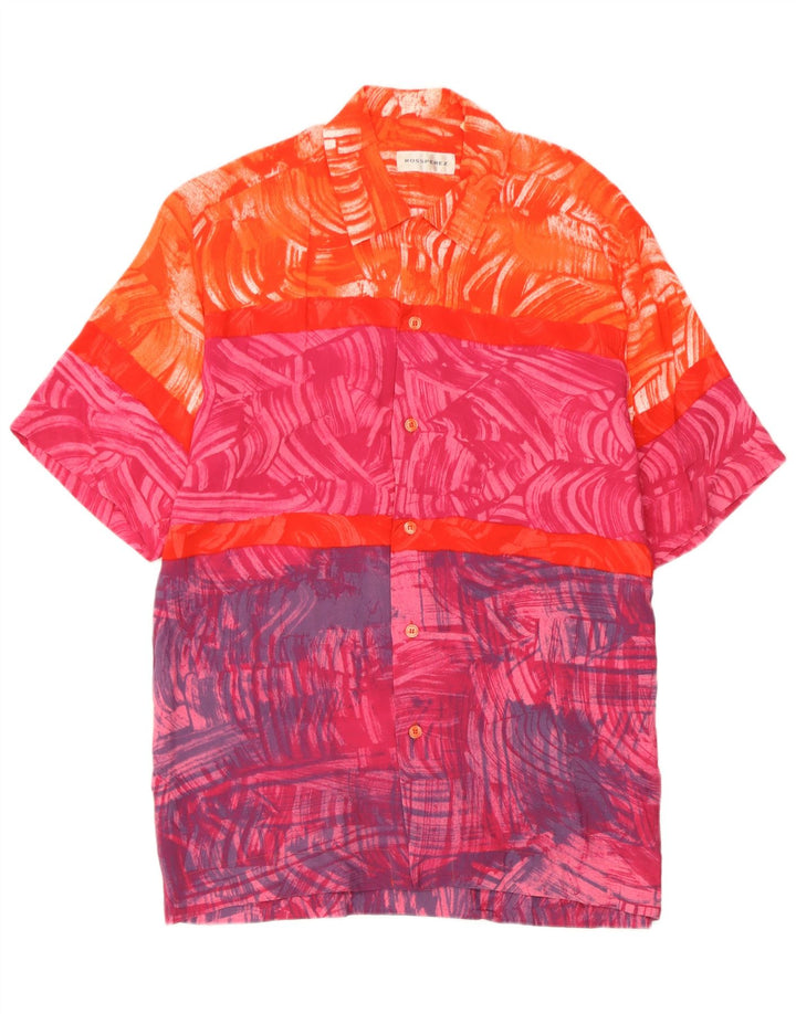 Camisa masculina vintage de manga curta média viscose multicolorida